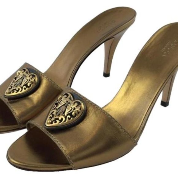 Gucci Gold Hysteria Bronze Leather Sandal - Picture 2 of 8